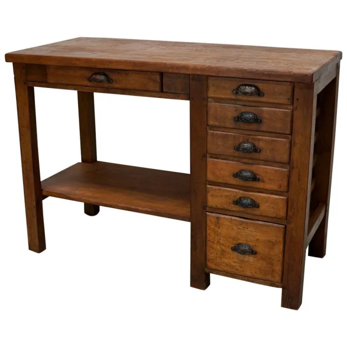 Pamono Vintage French Oak and Beech Workbench, 1930s Online