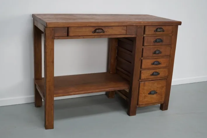 Pamono Vintage French Oak and Beech Workbench, 1930s Online