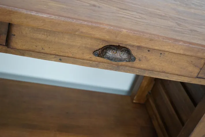 Pamono Vintage French Oak and Beech Workbench, 1930s Online