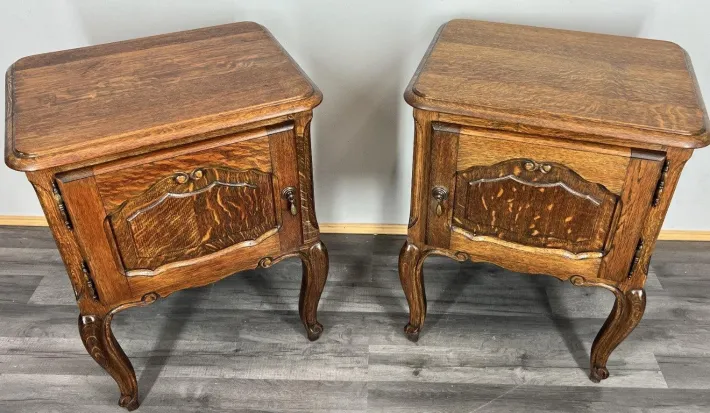 Pamono Vintage French Oak Bedside Tables, Set of 2 Best