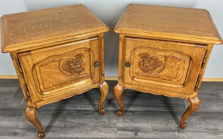 Pamono Vintage French Oak Bedside Tables, Set of 2 Best