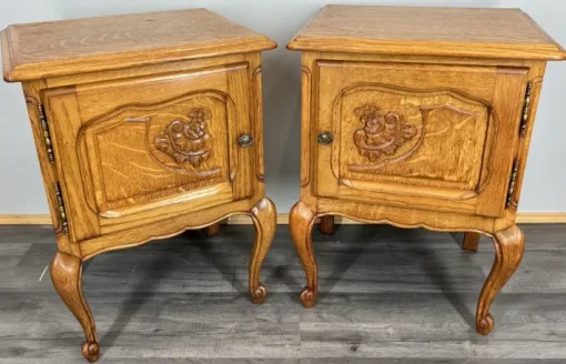 Pamono Vintage French Oak Bedside Tables, Set of 2 Best