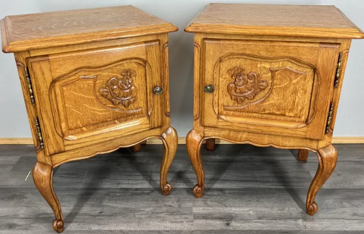 Pamono Vintage French Oak Bedside Tables, Set of 2 Best