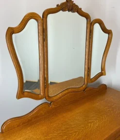 Pamono Vintage French Oak Dressing Table with Mirror Sale