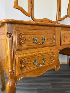 Pamono Vintage French Oak Dressing Table with Mirror Sale