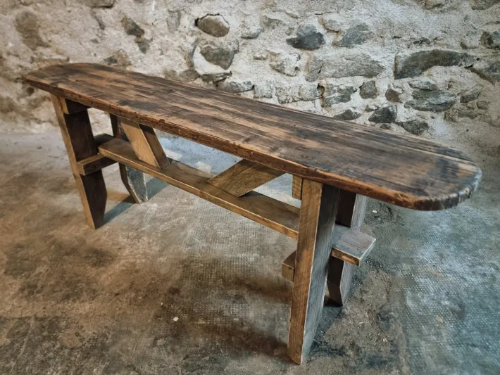 Pamono Vintage French Pine Bench, 1960s Hot