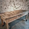 Pamono Vintage French Pine Work Table with Drawer and Castors, 1930s Sale