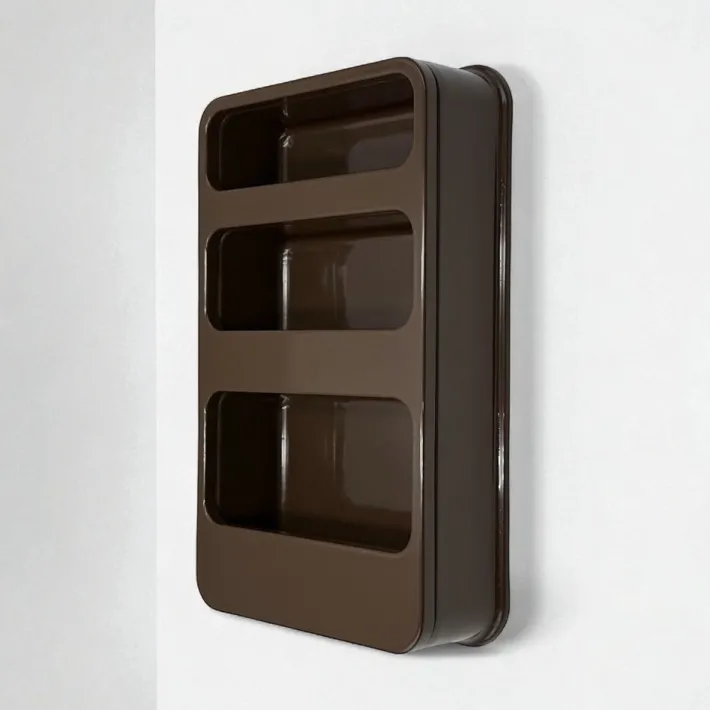 Pamono Vintage French Plastra Wall Shelves in Brown Plastic by Jean-Lin Viaud for Prisunic, 1970s