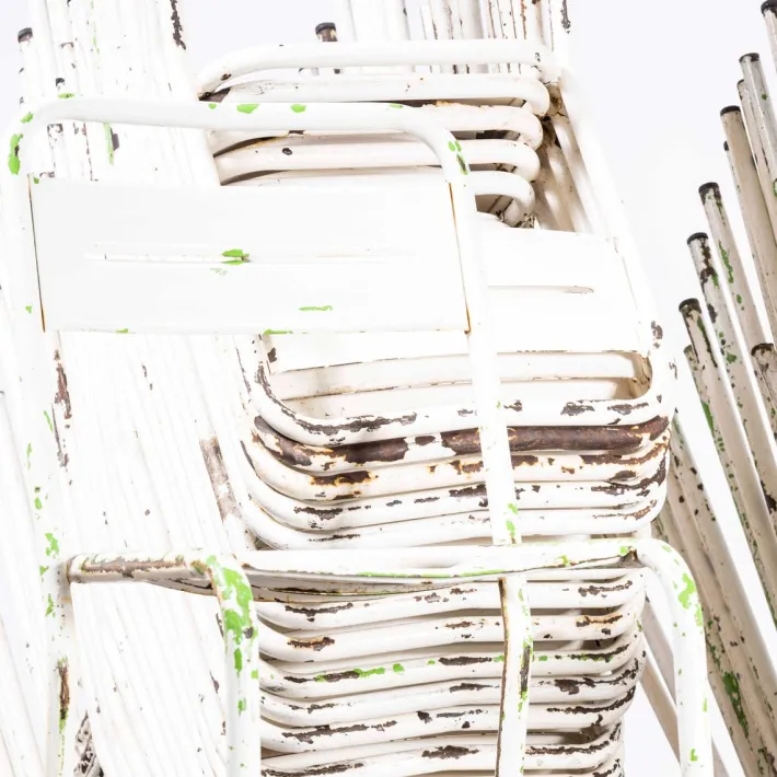 Pamono Vintage French Stacking Outdoor Chairs in White Metal by Tolix, 1950s Best