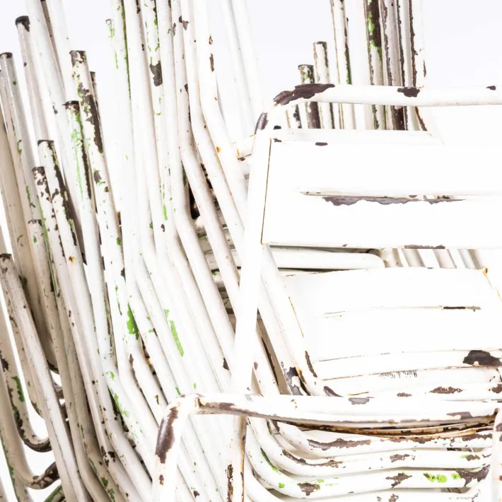 Pamono Vintage French Stacking Outdoor Chairs in White Metal by Tolix, 1950s Best