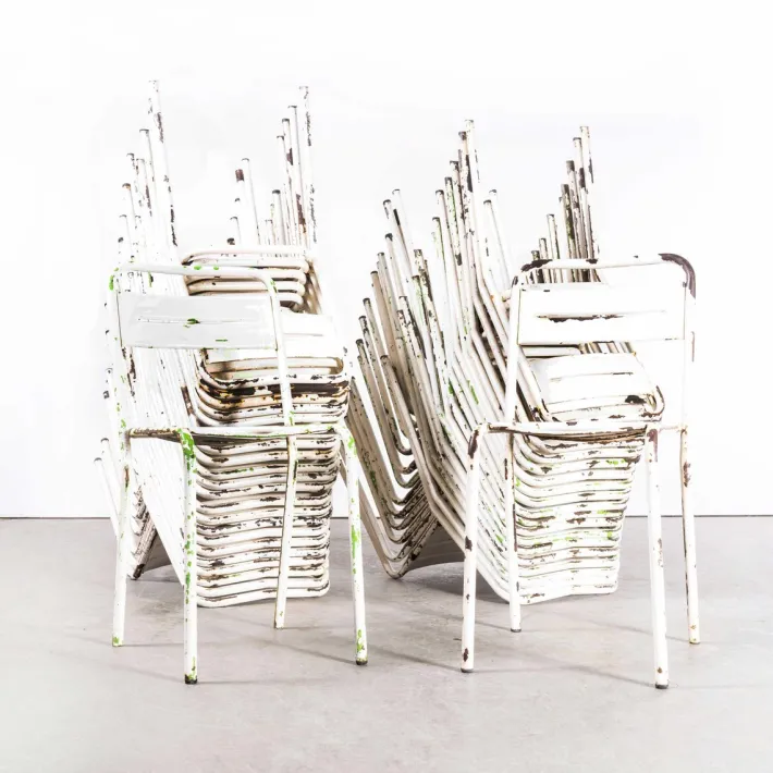 Pamono Vintage French Stacking Outdoor Chairs in White Metal by Tolix, 1950s Best