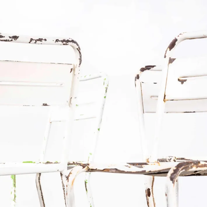 Pamono Vintage French Stacking Outdoor Chairs in White Metal by Tolix, 1950s Best
