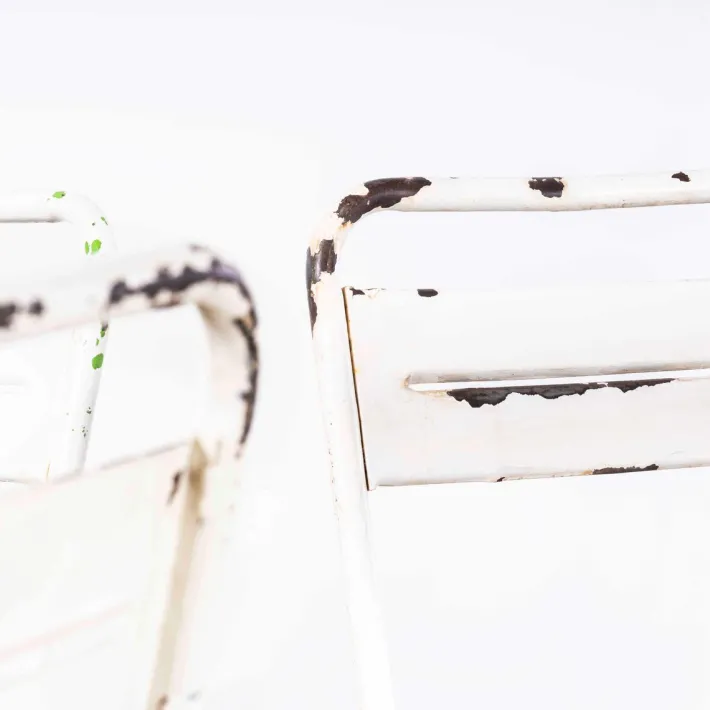 Pamono Vintage French Stacking Outdoor Chairs in White Metal by Tolix, 1950s Best