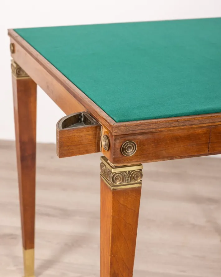 Pamono Vintage Game Table in Wood and Golden Brass Italian Design, 1940s