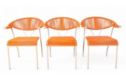 Pamono Vintage Garden Chairs in Woven Orange Plastic, 1980s, Set of 3 Hot