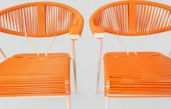 Pamono Vintage Garden Chairs in Woven Orange Plastic, 1980s, Set of 3 Hot
