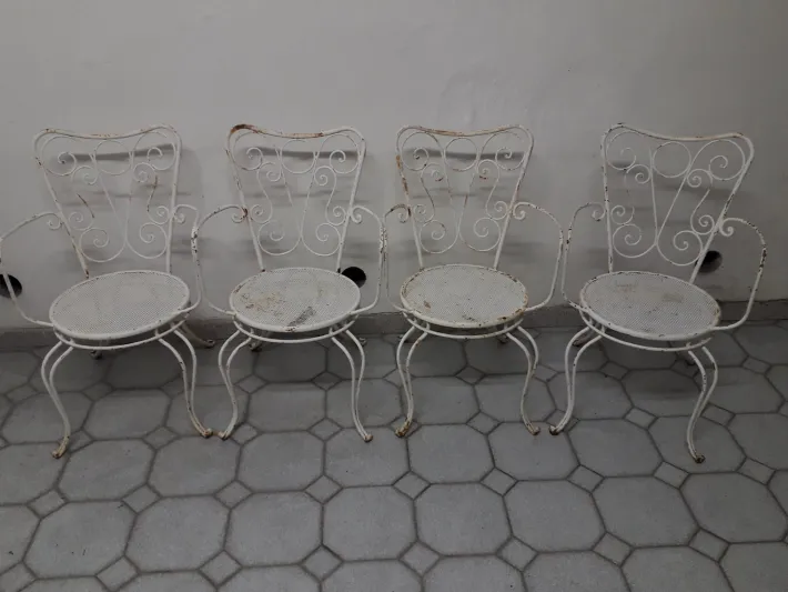 Pamono Vintage Garden Chairs in Iron, 1950s, Set of 4 Sale