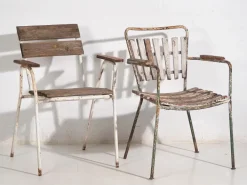 Pamono Vintage Garden Chairs with Armrests, 1920, Set of 2 Discount