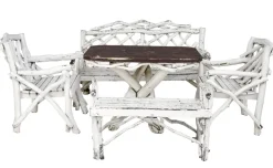 Pamono Vintage Garden Set in Painted Natural Wood, 1940, Set of 5 Online