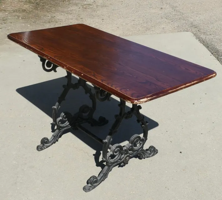 Pamono Vintage Garden Table in Cast Iron and Oak, 1920 Hot