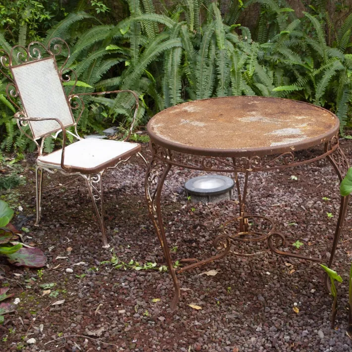 Pamono Vintage Garden Tea Table in Wrought Iron, 1950s