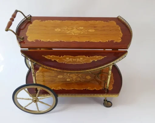 Pamono Vintage German Bar Cart with Inlaid Marquetry Discount