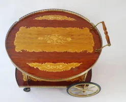 Pamono Vintage German Bar Cart with Inlaid Marquetry Discount