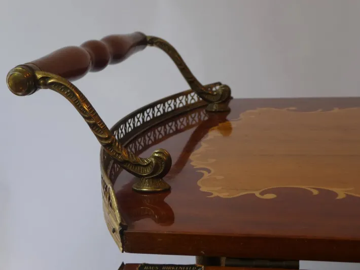 Pamono Vintage German Bar Cart with Inlaid Marquetry Discount
