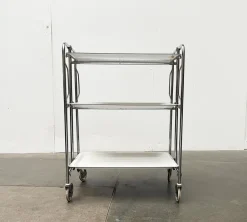 Pamono Vintage German Foldable Service Cart with 3 Trays, 1970s New