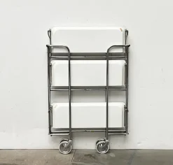 Pamono Vintage German Foldable Service Cart with 3 Trays, 1970s New