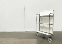 Pamono Vintage German Foldable Service Cart with 3 Trays, 1970s New
