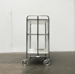 Pamono Vintage German Foldable Service Cart with 3 Trays, 1970s New