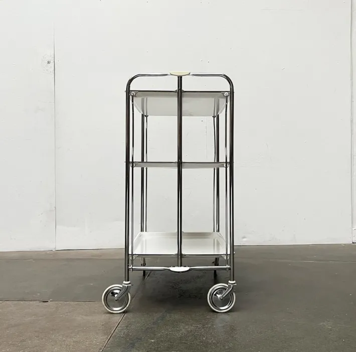 Pamono Vintage German Foldable Service Cart with 3 Trays, 1970s New