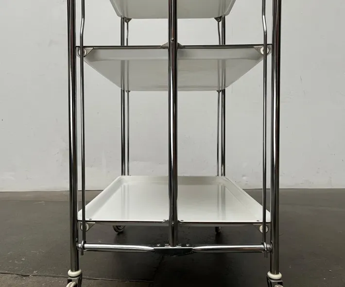 Pamono Vintage German Foldable Service Cart with 3 Trays, 1970s New