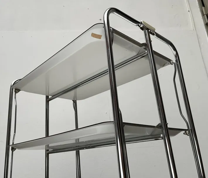Pamono Vintage German Foldable Service Cart with 3 Trays, 1970s New