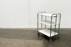 Pamono Vintage German Foldable Service Cart with 3 Trays, 1970s New