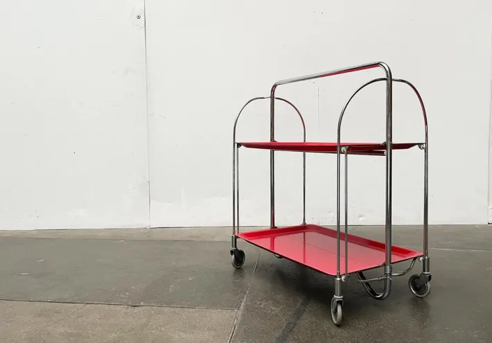 Pamono Vintage German Foldable Service Cart, Housebar or Side Table, 1970s Clearance