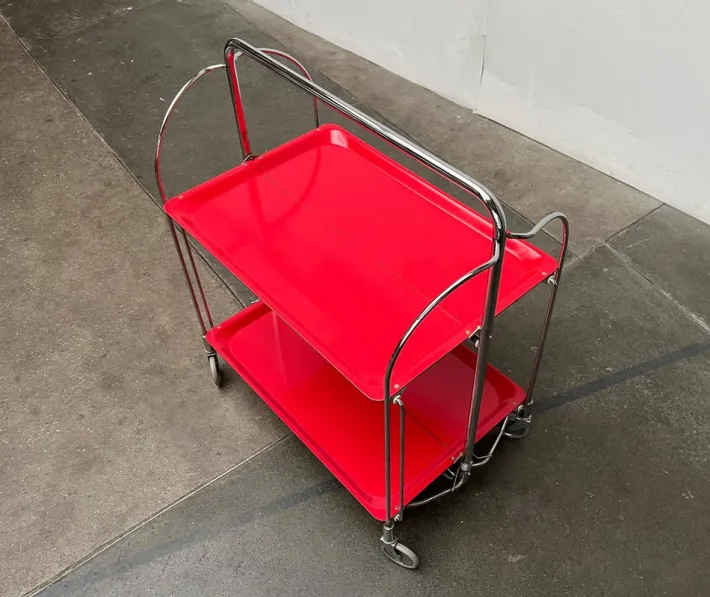 Pamono Vintage German Foldable Service Cart, Housebar or Side Table, 1970s Clearance