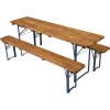 Pamono Vintage German Folding Garden or Picnic Table and Benches, 1970s, Set of 3 New