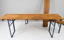 Pamono Vintage German Folding Garden or Picnic Table and Benches, 1970s, Set of 3 New