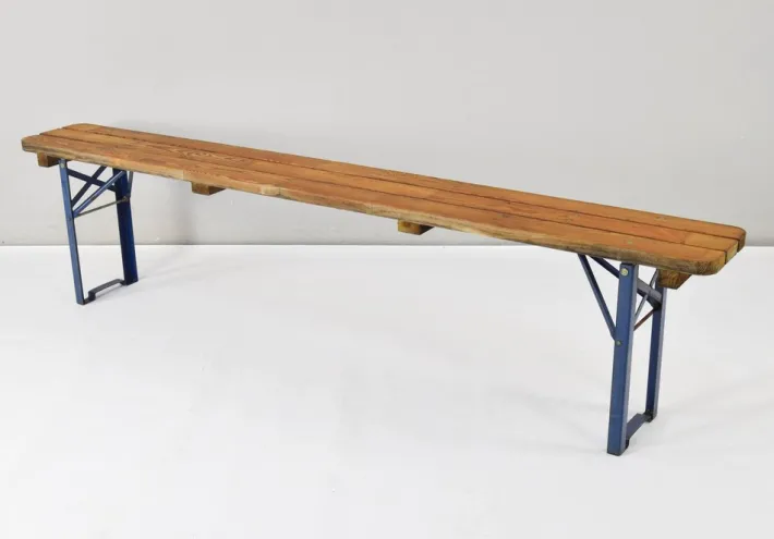 Pamono Vintage German Folding Garden or Picnic Table and Benches, 1970s, Set of 3 New