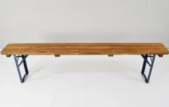 Pamono Vintage German Folding Garden or Picnic Table and Benches, 1970s, Set of 3 New