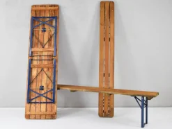 Pamono Vintage German Folding Garden or Picnic Table and Benches, 1970s, Set of 3 New