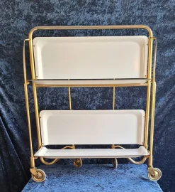 Pamono Vintage German Folding Serving Trolley in Brass-Plated Metal, 1970s Sale