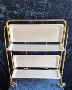 Pamono Vintage German Folding Serving Trolley in Brass-Plated Metal, 1970s Sale