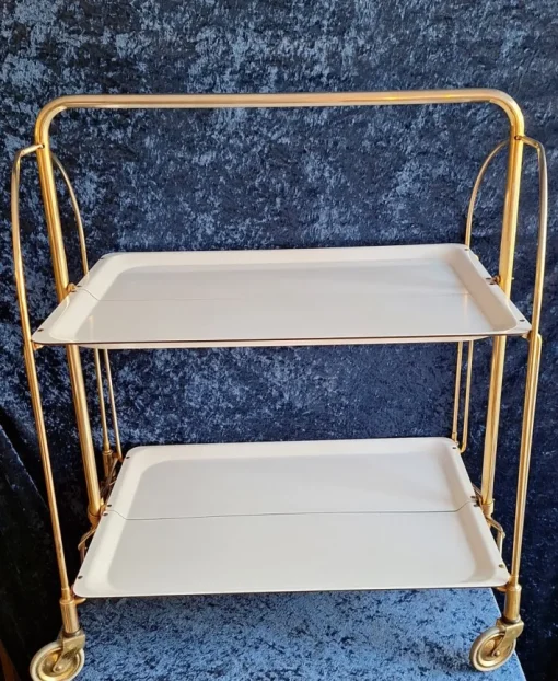 Pamono Vintage German Folding Serving Trolley in Brass-Plated Metal, 1970s Sale