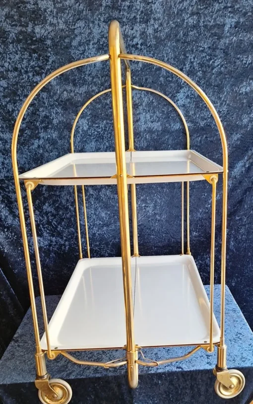 Pamono Vintage German Folding Serving Trolley in Brass-Plated Metal, 1970s Sale