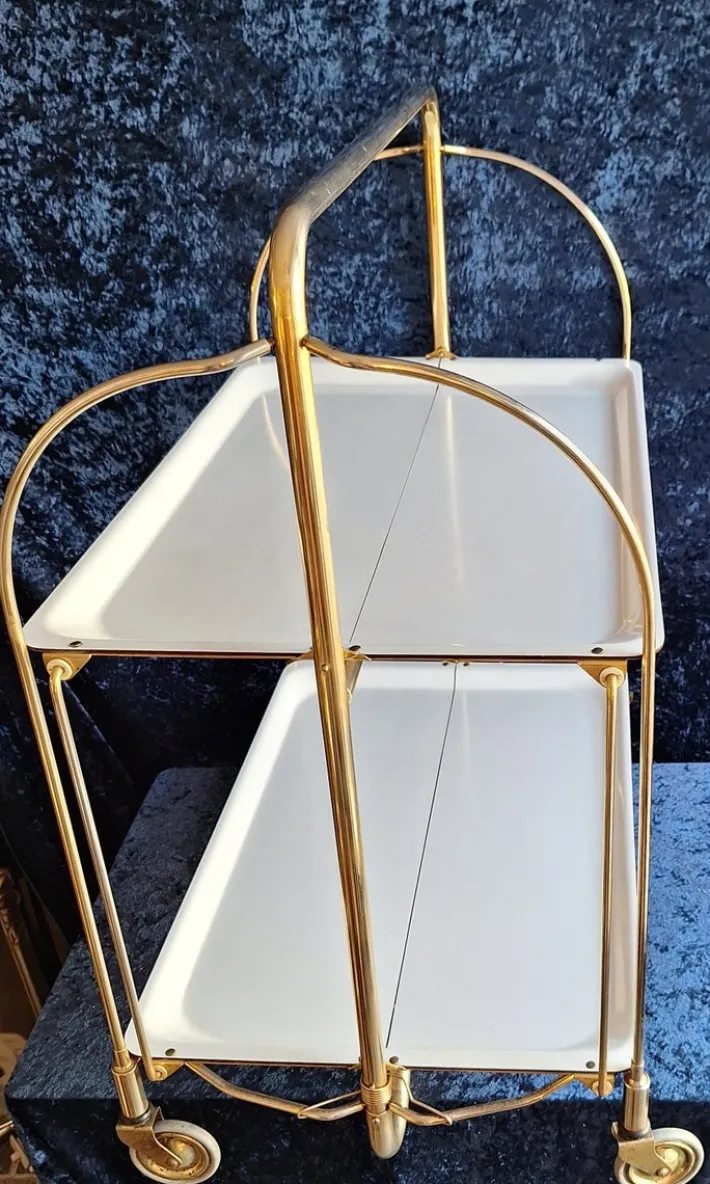 Pamono Vintage German Folding Serving Trolley in Brass-Plated Metal, 1970s Sale