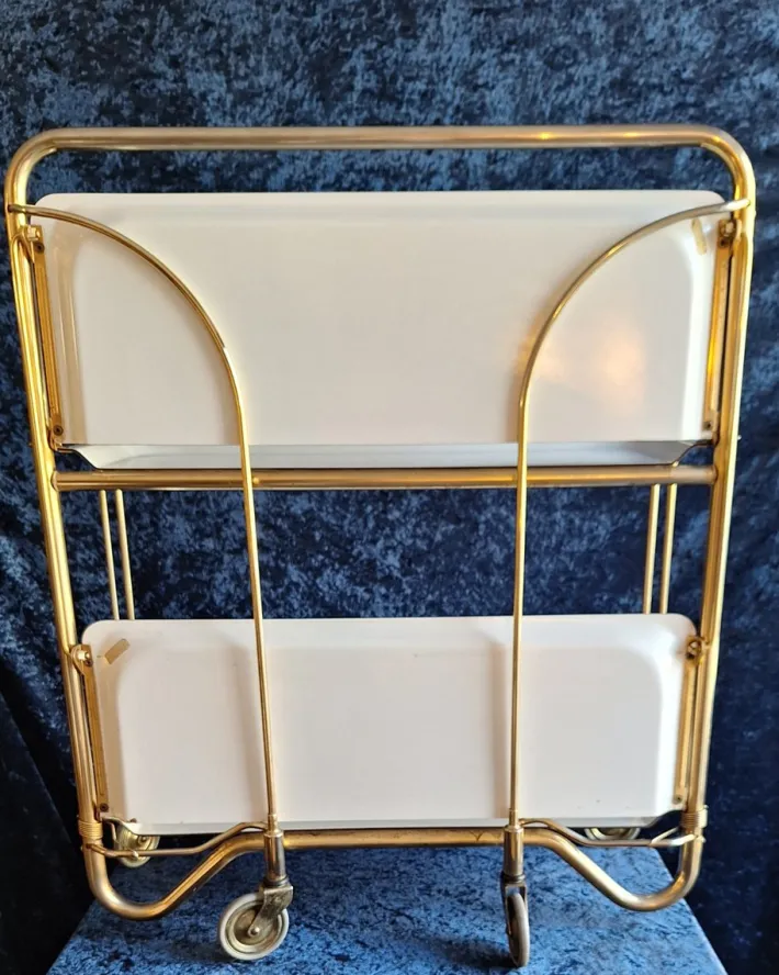 Pamono Vintage German Folding Serving Trolley in Brass-Plated Metal, 1970s Sale