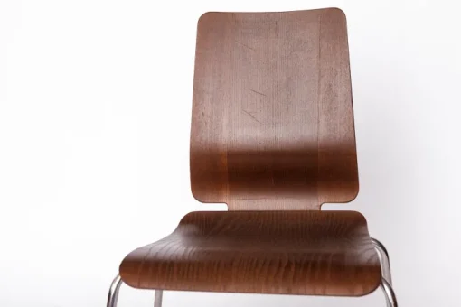 Pamono Vintage Gilbert Stackable Dining Chair in Teak Plywood Seat with Chrome Legs from Ikea, 1990s Online